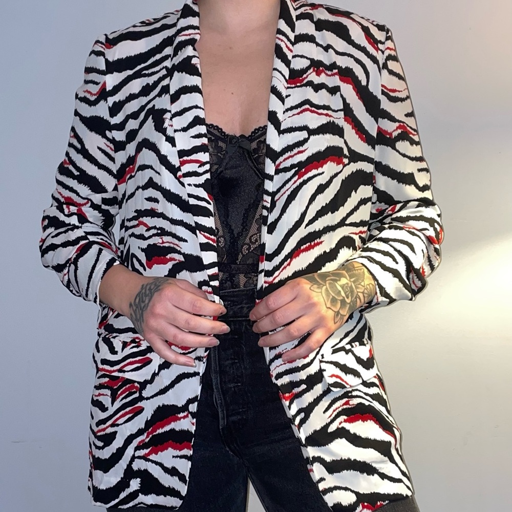 Nasty Gal zebra striped blazer.
